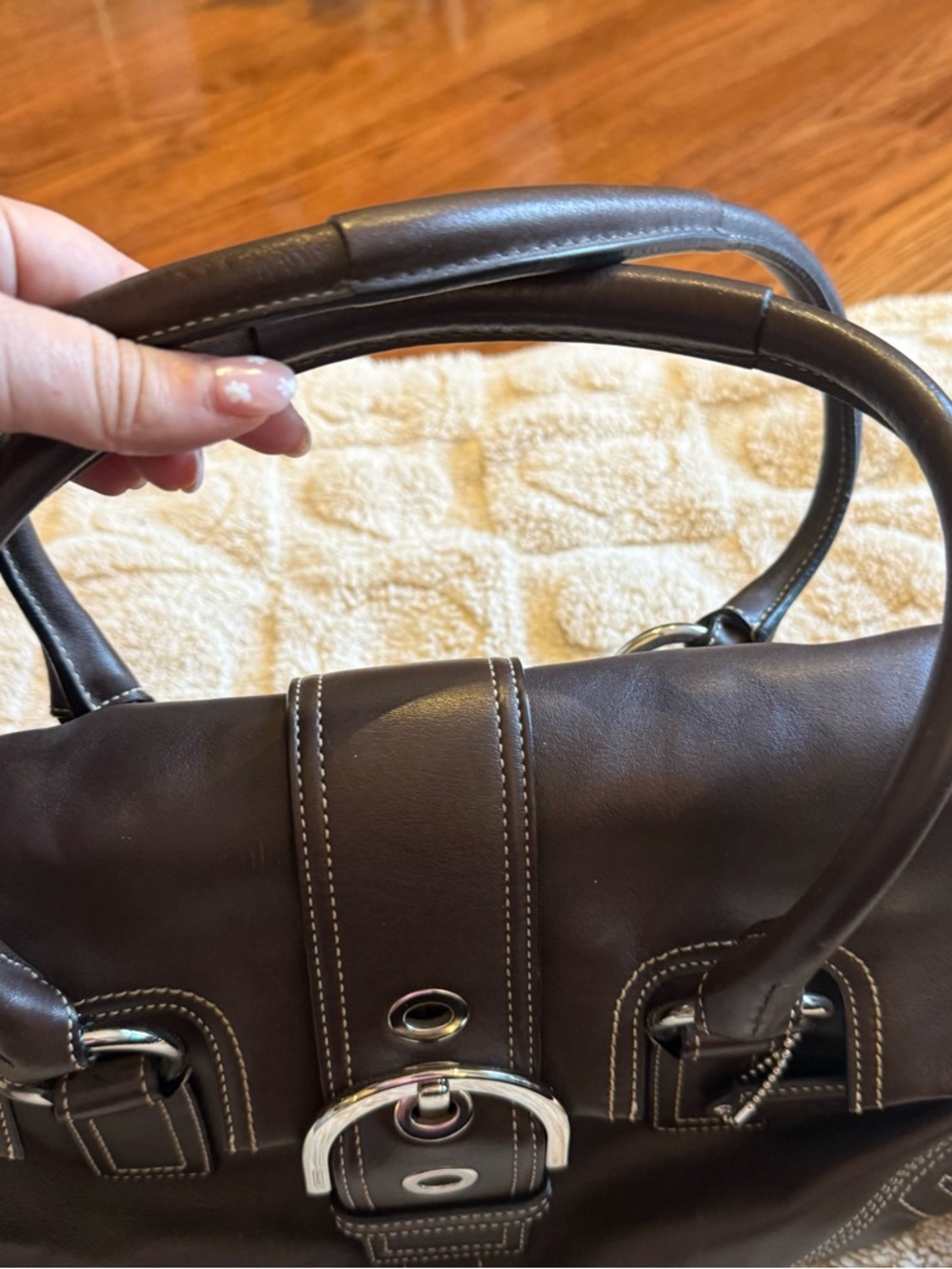 NWOT Classic Coach Vintage Dark Brown Leather Hobo Hampton Handbag - Picture 11 of 12